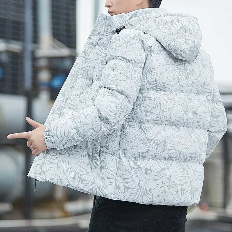 Men's Down Parkas Mens Winter New Down Cotton Jacket Hooded Warm Casual Trendy Cropped Thickened Camouflage Padded Jacket Y2410091PHI