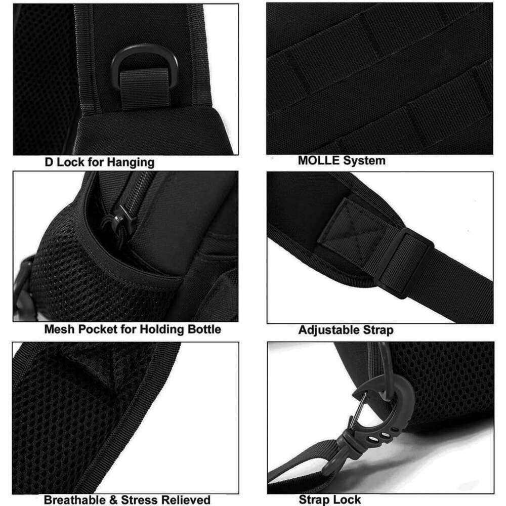 Sg Chest Bag, 900D Nylon Tactical MOLLE Compact Crossbody Hiking Cycg Pack