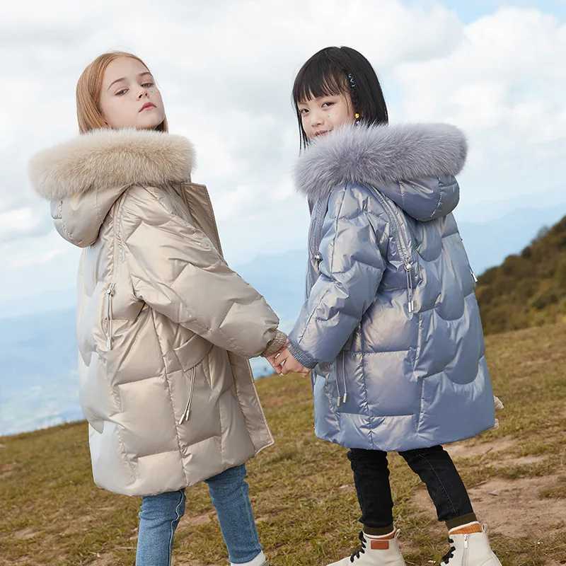 Down Coat Fashion Girls winter coat faux fur hooded Parkas childrens thick white down jacket TZ659 H241010