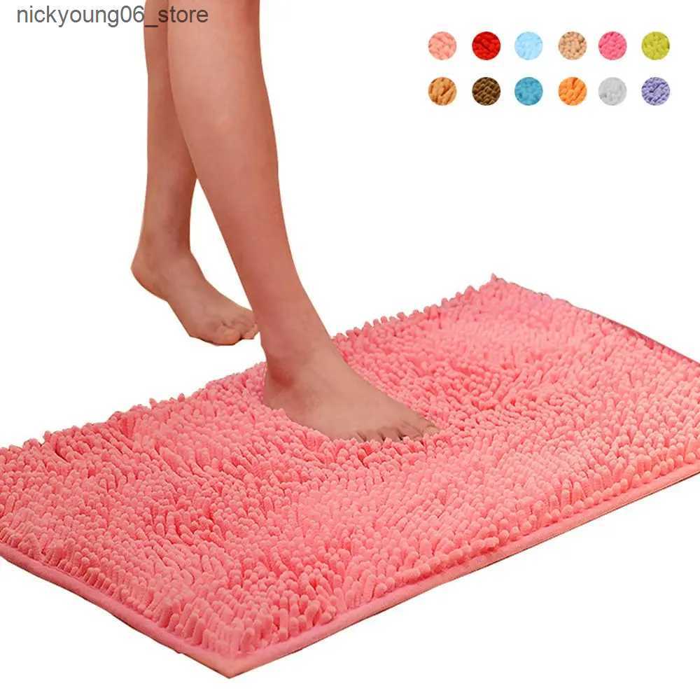 Non-Slip Bath Mats 40*60cm Super Absorbent Colorful Toilet Kitchen Bathtub Floor Anti Slip Doormat Bathroom Carpet Chenille Bath Mat L240910