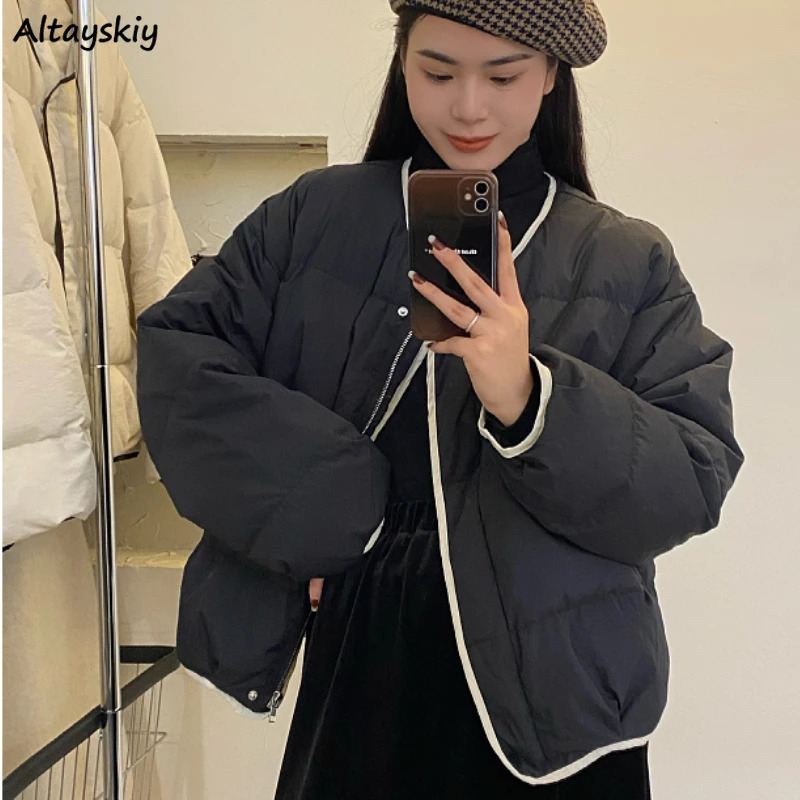 Short Style Puffer Parka Retro Thicker Warm Soft Allmatch Harajuku Daily Fashion Casual Zipper Chic Streetwear Jackets 240930