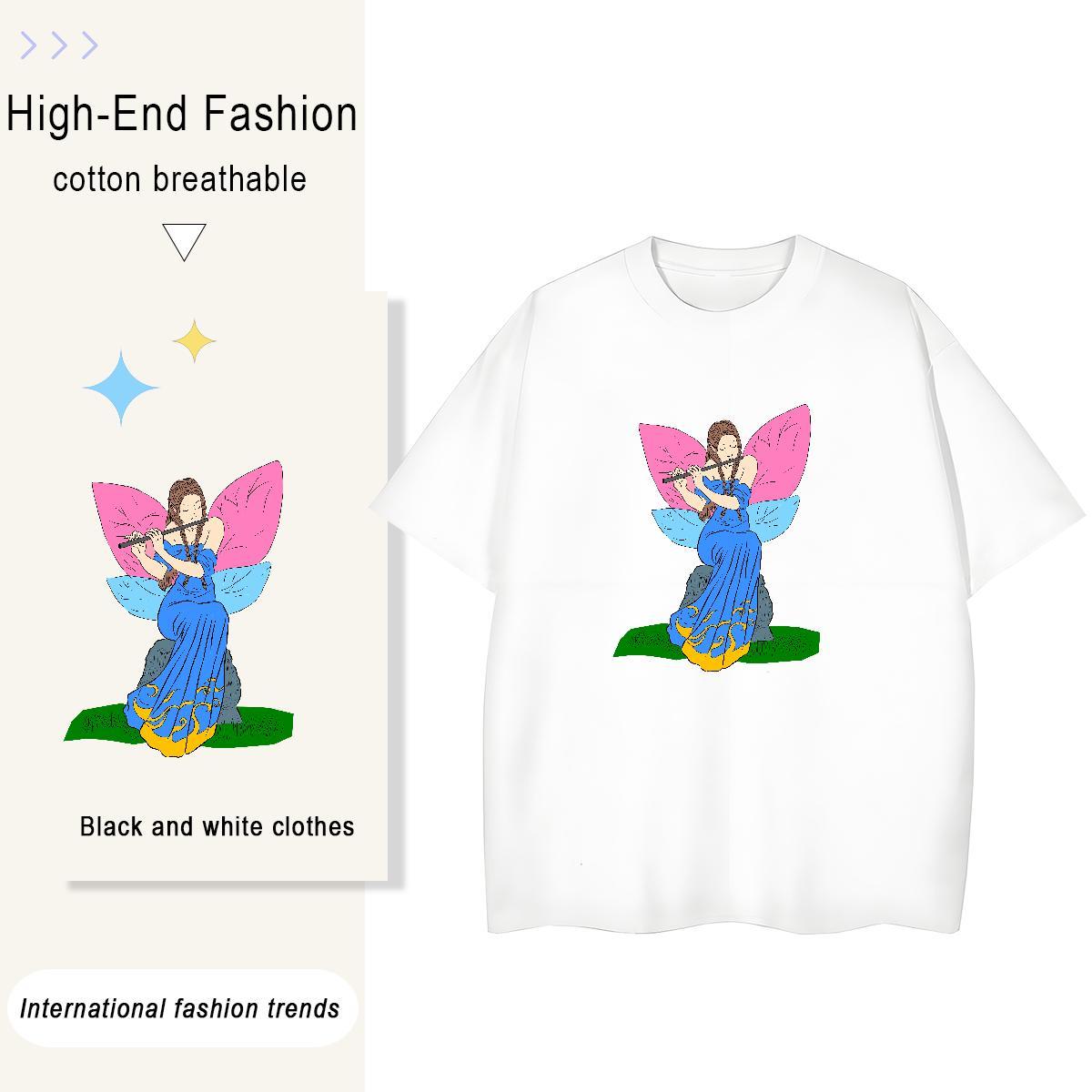 Fashion New T-Shirts 230g Cotton Crew Neck Breathable Casual Sport portrait Unisex Tshirts Free Shipping Oversized L-4XL Tops