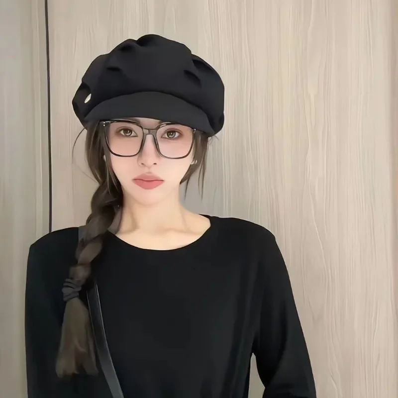 Harajuku Retro Style Oversized Berets Caps for Women in 2024 Spring Summer Fashion Versatile Casual Short-brimmed sboy Hats 241009