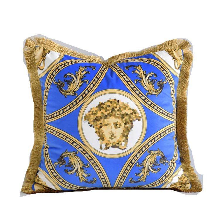 Designer European fashion series tassel sofa pillow model villa living room bedroom decorative square cushion