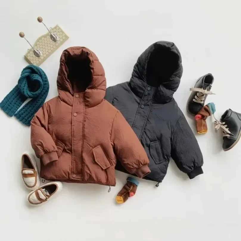 Down Coat Childrens Down Jacket Winter New Clothing Korean Edition Boys Loose Solid Color Thick Coat 2024 Girls Warm Coat H241010