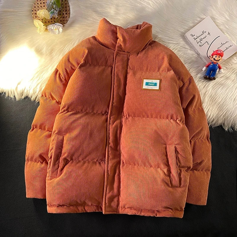 Harajuku Mens Warm Parkas Winter Jacket Corduroy Cotton Oversized Mens Winter Jacket Windproof Pad Jacket Womens Parkas 241007