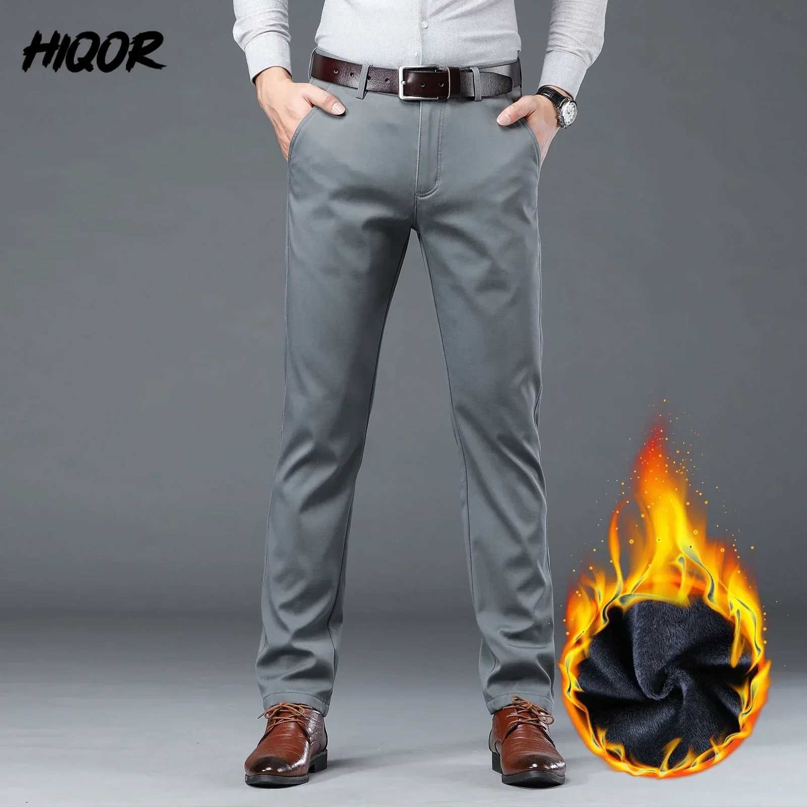 HIQOR Fashion Mens Clothing Winte Wool Mens Casual Pants Mens Business Formal Set Pants Straight Trouser Cotton Bag Pants W241009