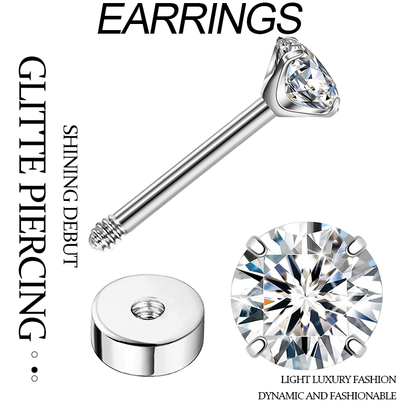 Earrings TUPMI CZ Screw Back Cartilage Earrings for Women,Tiny Silver Flatback Cubic Zirconia Stud Earrings Helix Earrings Cartilage Piercing Jewelry 