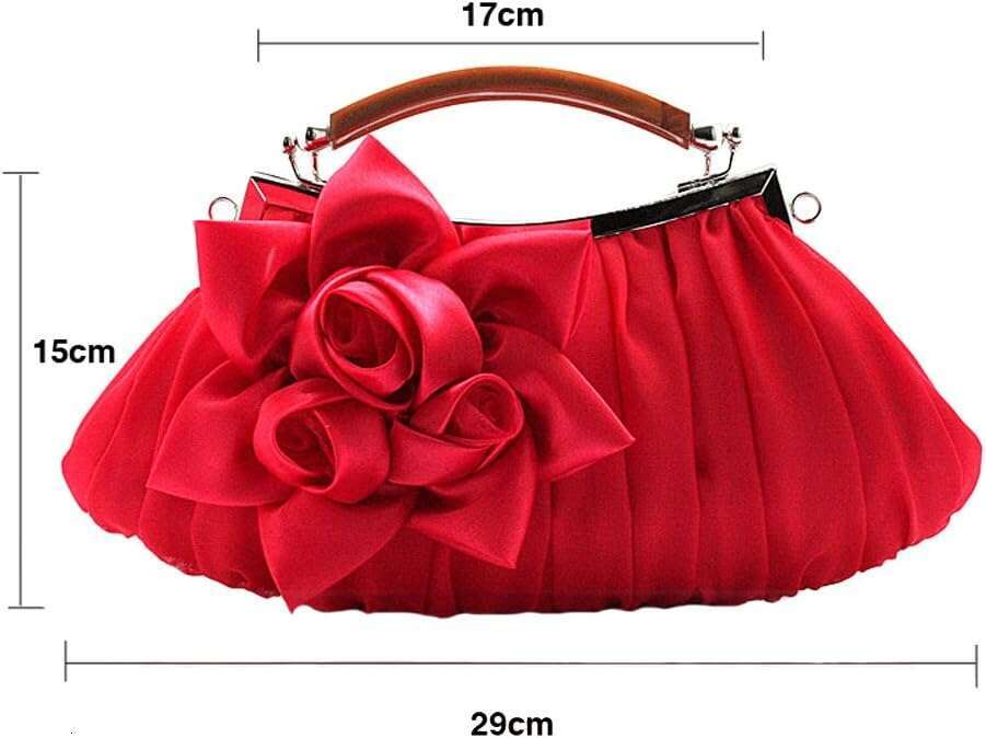 Embellish Sheer Chiffon Exterior Big ral Party Clutch Evening Handbag