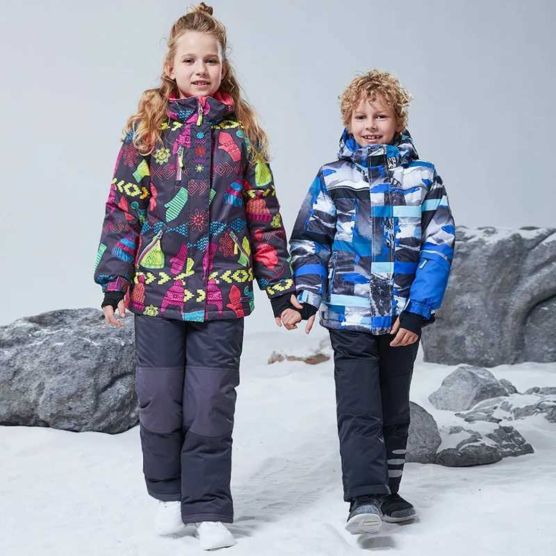 Down Coat NEW winter Children clothing set ski jacket boy girl s skiing snowsuit Waterproof outdoor sports clothes parka + Scarf H241010