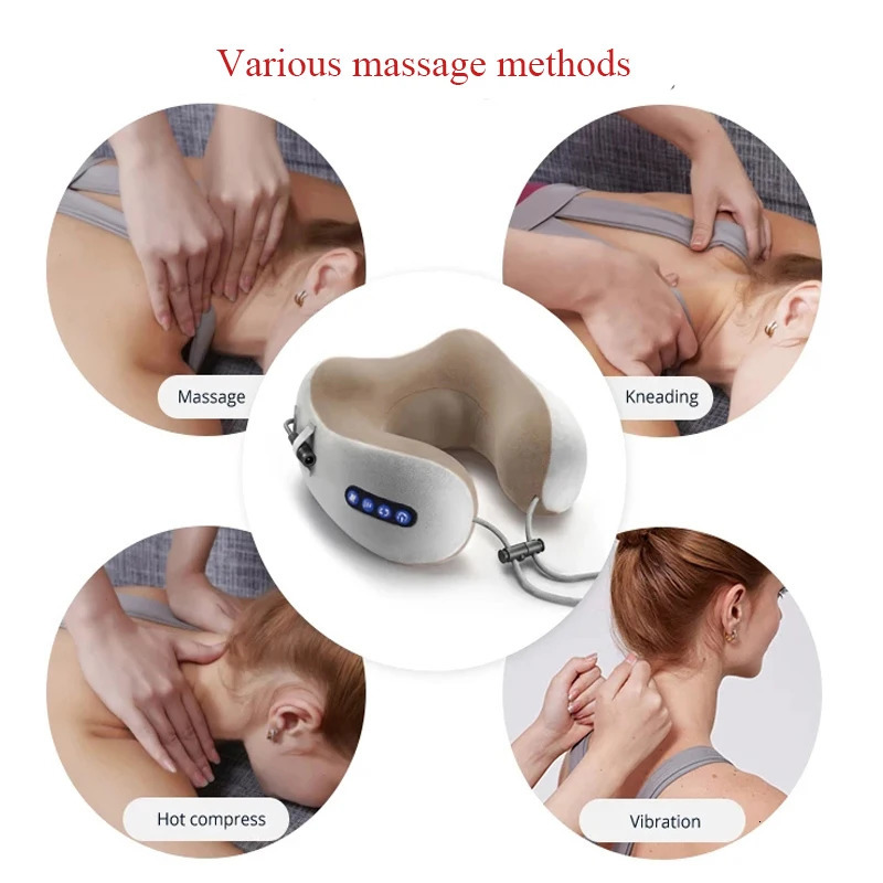 Multi functional portable U-shaped electric neck massager pillow shoulder Cervical outdoor car relaxation massager 241008