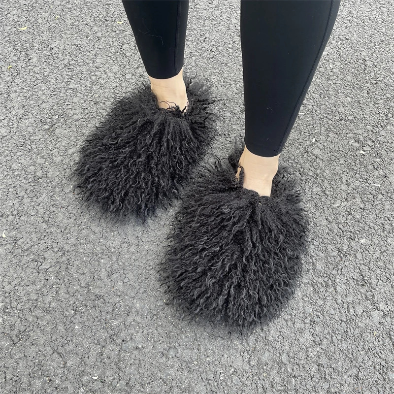 Women Summer Fluffy Faux Fur Slides Amazing Fur Sandals 240927