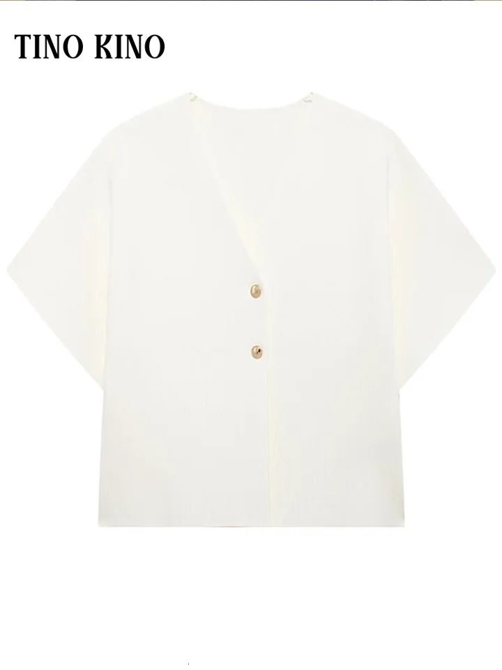 Elegant Solid Knitted Womens Vest Vneck Short Sleeve Buttons Loose Waistcoat Cardigan 2024 Summer Autumn Lady Commute Knitwear 241007