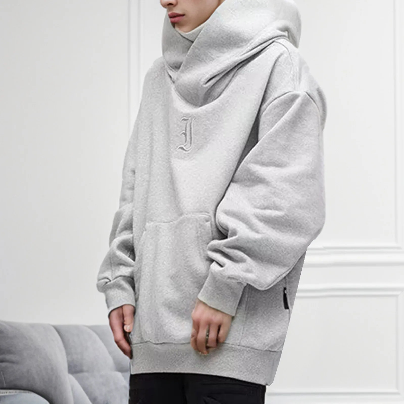 Ninja Neck Hoodie Mens Hip Hop Harajuku Sportswear Outdoor Clothing Pullover Street 241010