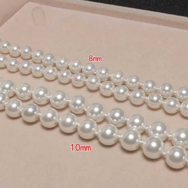 8/10MM Imitation Pearl Necklace Purple White Pearl Beads Necklace Elegant Female Fashion Chain Necklace Jewelry GiftsX241009