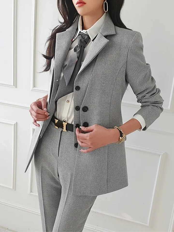 Womens retro high-quality office set womens work clothes OL underwear set womens jacket vest three piece set W241009