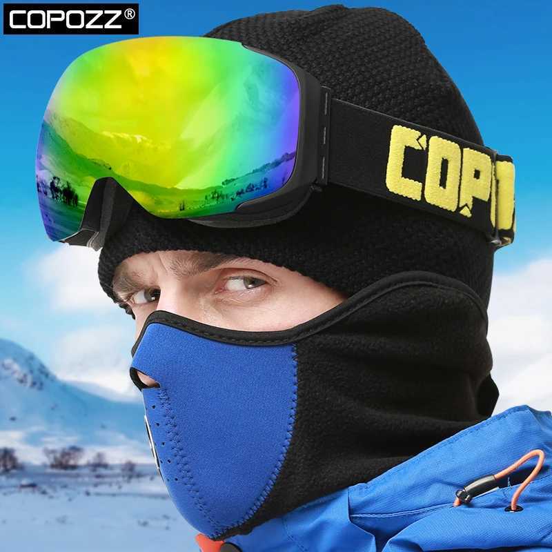 New COPOZZ brand magnetic skiing goggles with double-layer UV400 anti fog large skiing goggles for mens skiing goggles CL241010