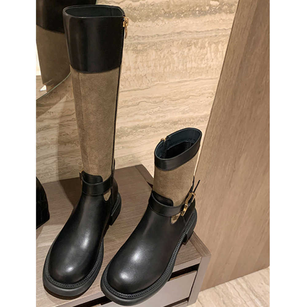 Autumn Winter Fashion Boots Color Belt Buckle Ankle Boot Leather Martin Boots Round Toe Thick Sole Heel Short Boots Slim Boots For Women 240826