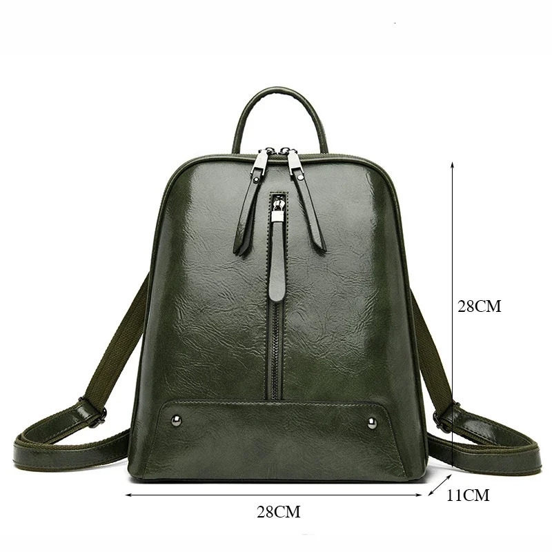 Womens leather backpack fashionable wallet womens travel shoulder bag large capacity school 241008