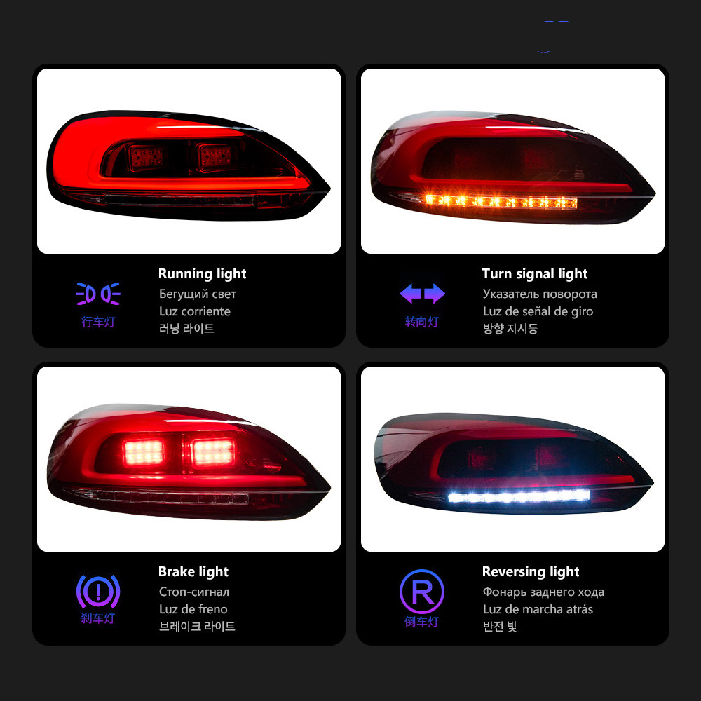 LED Taillight for VW Scirocco 20 09-20 16 LED Tail Lamp Rear Reverse Lamp Fog Brake Dynamic Smoke Turn Light