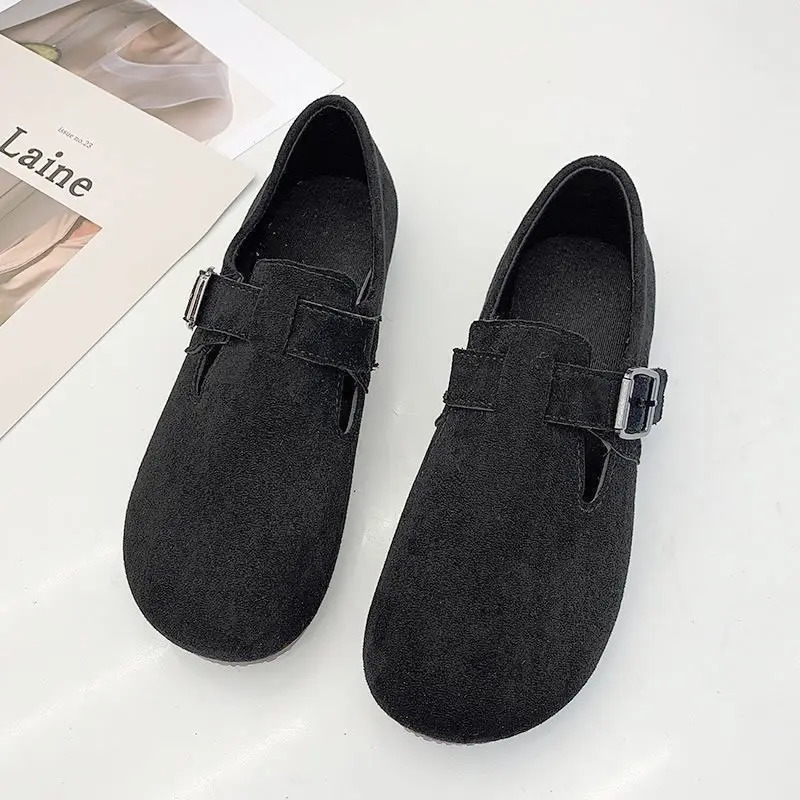 Solid Color Short Boots with Buckle for Women Fur Plush Sliding Flat Shoes Winter Warm Boots for Women Snow Boots 241007