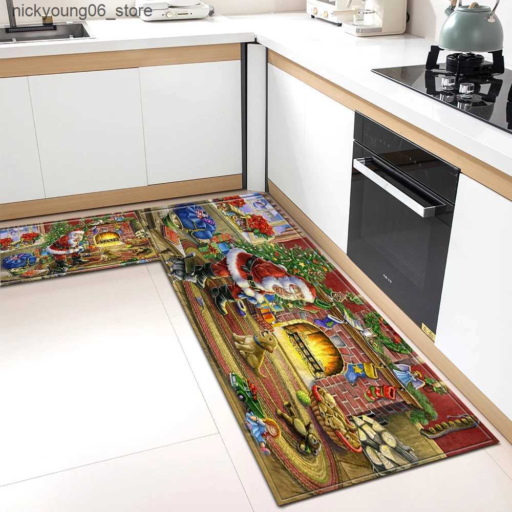 Non-Slip Bath Mats Christmas Kitchen Rug Entrance Doormat Living Room Bedroom Decor Carpet House Hallway Floor Balcony Bath Door Non-Slip Foot Mat L24