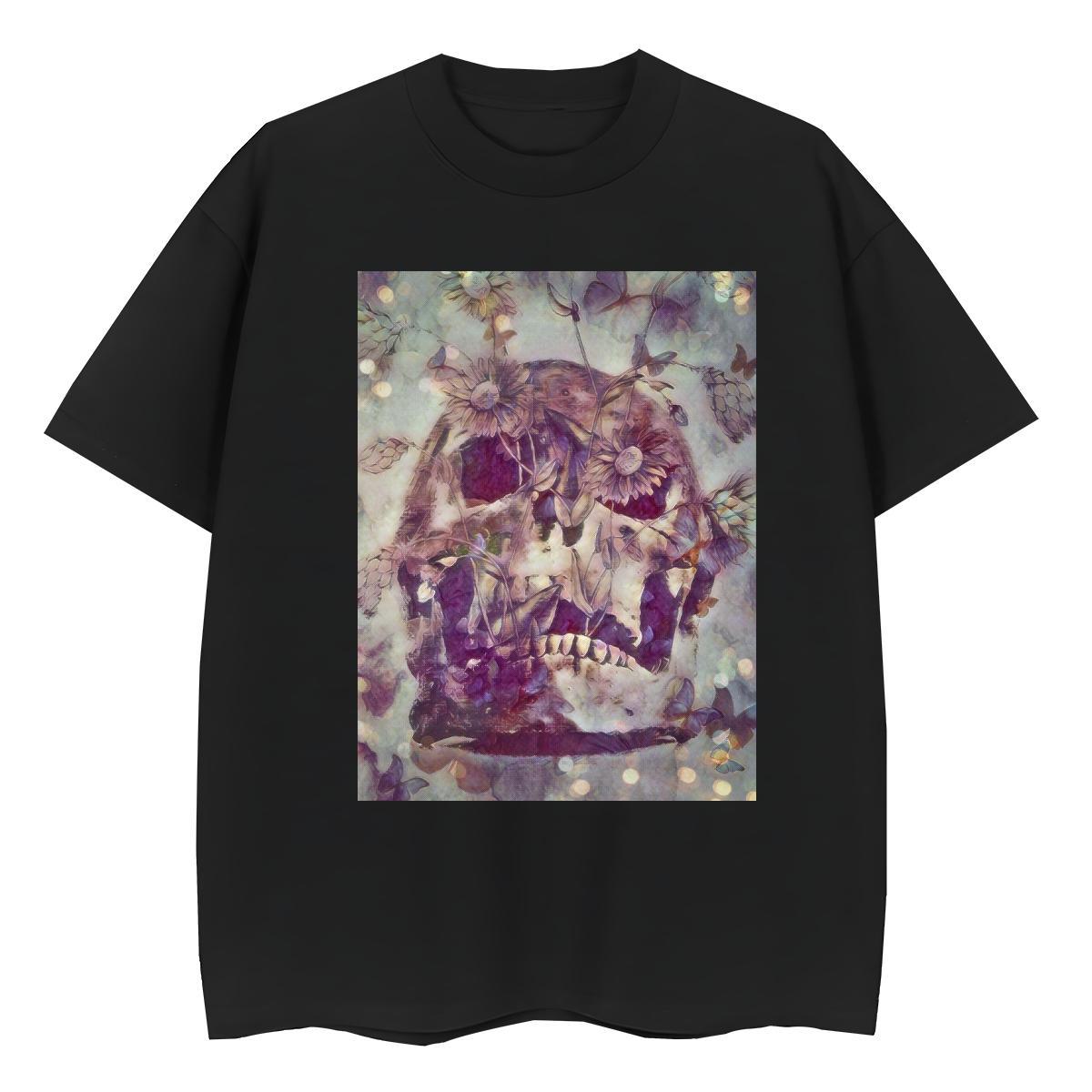 Popular Man T Shirts 230g 100% Cotton skull Spring Summer Cartoon Printing M-4XL Short Sleeve O-Neck Men Clothes T-Shirt Fashion Tops Shirt