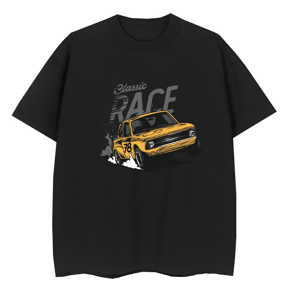 Free Shipping T-Shirts for Men 230g Cotton car Summer Casual Cartoon Print Crew Neck Tshirt for Man Woman Brand Clothes