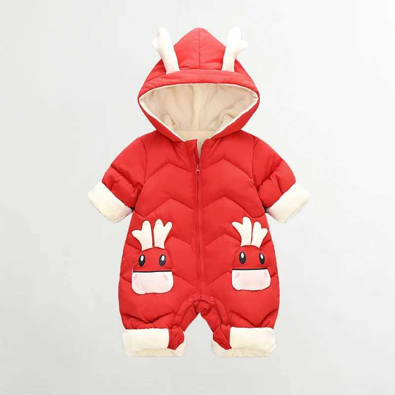 Down Coat 2024 New born Baby Girl clothes Winter Snowsuit Plus Velvet Thick Baby Boys Jumpsuit 0-3 Years Romper boy Overalls Toddler Coat H241010