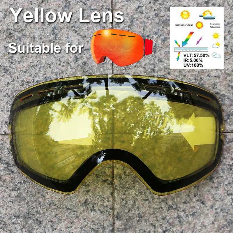 PHMAX ski goggles lens anti fog UV400 protection multi-point lens replacement yellow night vision lens suitable for XJ-01 CL241010
