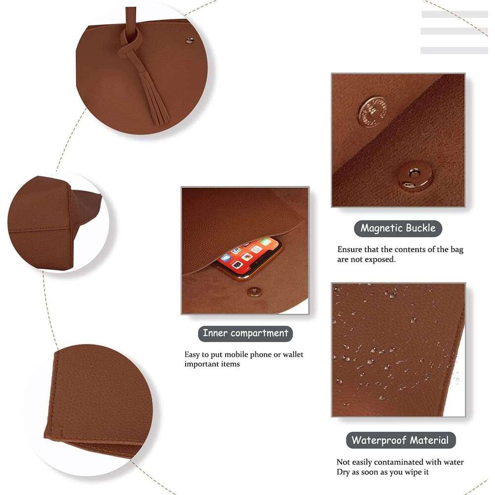 Women's Faux PU Leather Tote Shoulder Purses Bag for women, Big Capacity Tassel Handbag