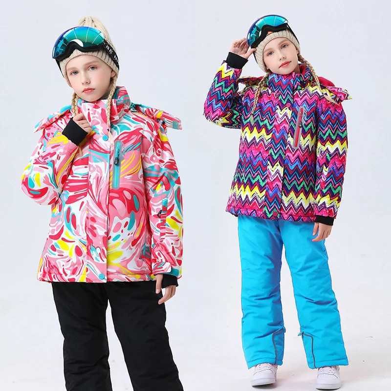 Down Coat Children clothing Set Thermal Ski Suit Waterproof Pants Jacket Boy Girl Winter Sports Windproof clothes snowsuit Skiing 2pcs H241010