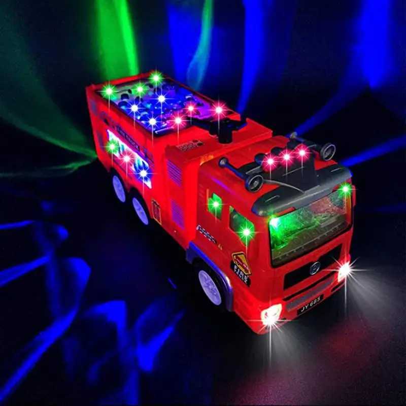 Electric Fire Truck Kids Toy With Bright Flashing 4D Lights Real Siren Sounds Bump And Go Firetruck Fire Engine Toy For Boys LX241010