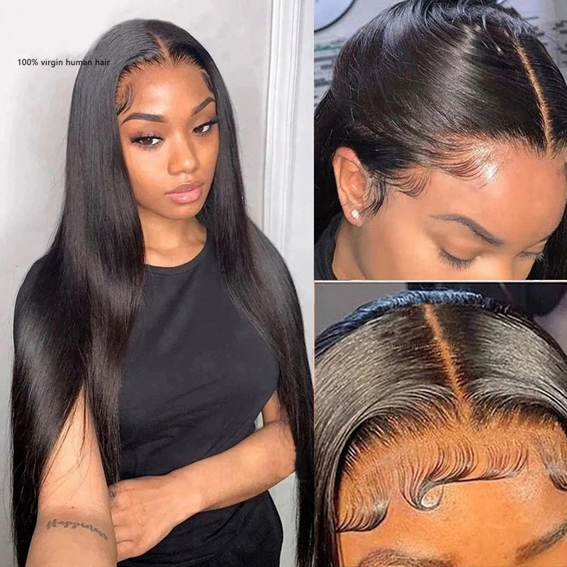 HD 4X4 Lace Closure Wig Brazilian 100% Human Hair Silky Straight Malaysian Virgin Hair Lace Wigs Free Part
