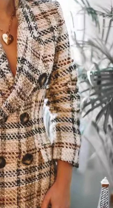 Womens double breasted fashionable printed pure cotton jacket personalized and versatile clothing 241007