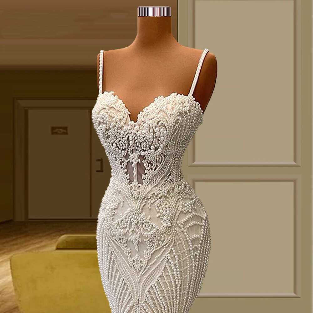 Lace Mermaid Wedding Dresses Spaghetti Straps Sweetheart Sparkle Bridal Gowns Elegant 2024 Engagement