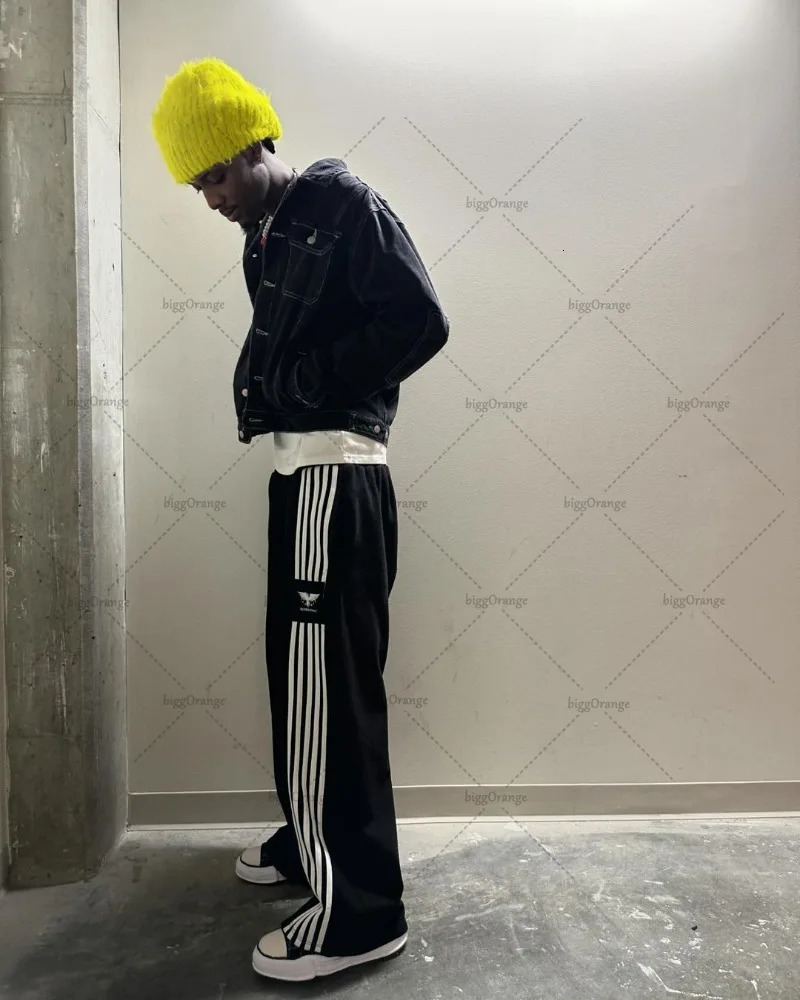 Fashion American retro classic striped loose sports pants hiphop streetwear Y2K Harajuku high waist wide leg casual 241010