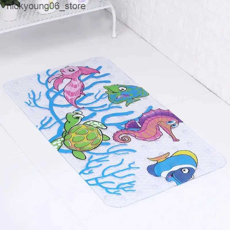 Non-Slip Bath Mats 38x70 CM Oval Newborn Bathroom Anti-slip Foot Pad Household Cartoon Animal Pattern Floor Mat PVC Infant Natatorium Floor Mat L24091