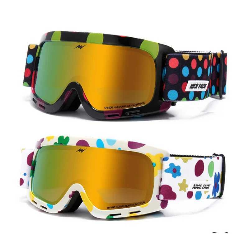 New winter anti fog girls ski masks baby boys ski glasses dual lens sports childrens snowboard goggles magnetic childrens snow sunglasses CL241017