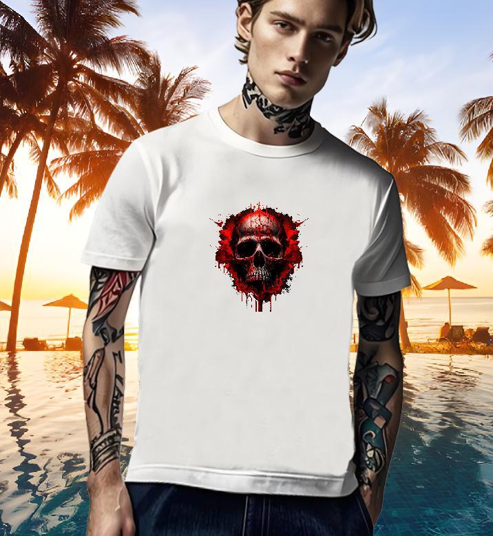 Classic Men T Shirts 230g 100% Cotton skull Summer Casual Black White Round Neck Short Sleeve Tshirt for Man Woman New Wear