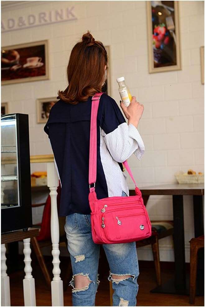Shoulder Women's Travel Handbag Messenger Cross Body Nylon Bags with Lots of Pockets