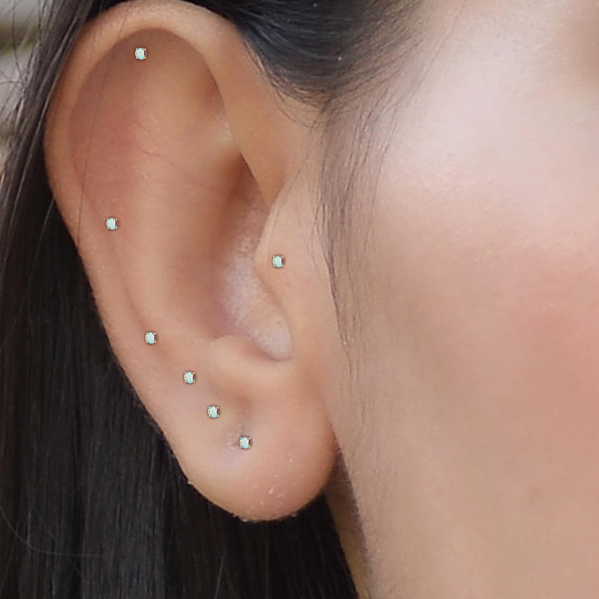 TUPMI G23 Titanium Earrings for Sensitive Skin Flatback 5A+AB Cubic Zirconia Stud Earrings 14K Gold Hypoallergenic Nap Earrings for Women 2-5mm