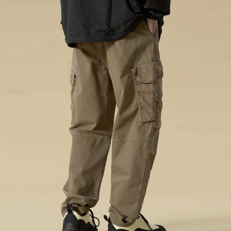 2024 Autumn New Loose Goods Mens Clothing Large Pocket Solid Color Casual Cotton Jogger Street Clothing Mens Clothing JL25171 W241009