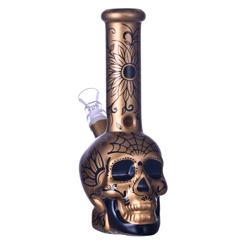 9.1in HippiesGlass,Hand Drawn Human Skeleton Glass Beaker Bong,Cute Halloween Bong,Borosilicate Glass Water Pipe,Glass Hookah,Smoking Accessaries