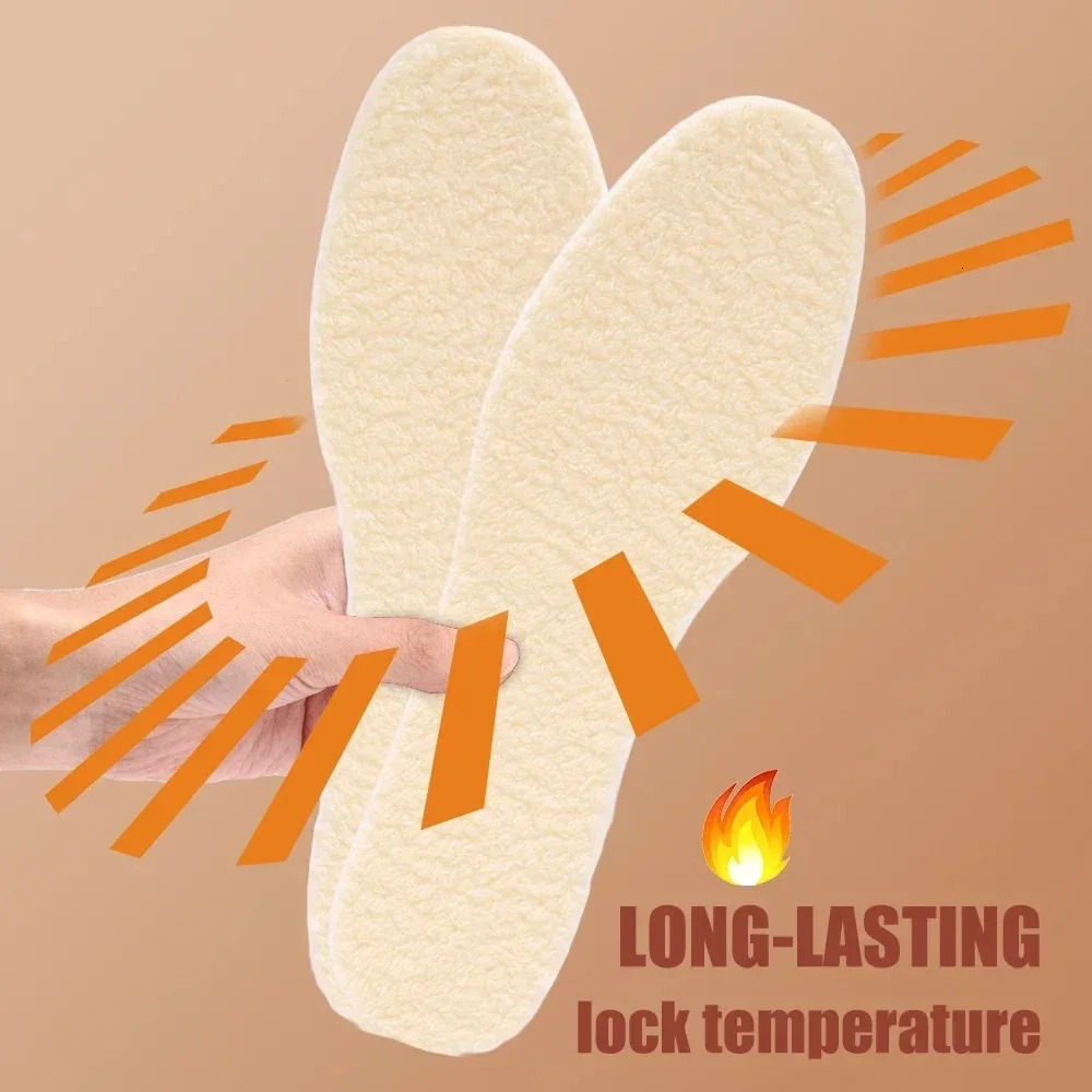 Natural Lamb Fleece Insoles Men Women Winter Keep Warm Insole Soft Wool Thicken Shoepad Cashmere Shoes Insert Thermal Shoe Pads 241010