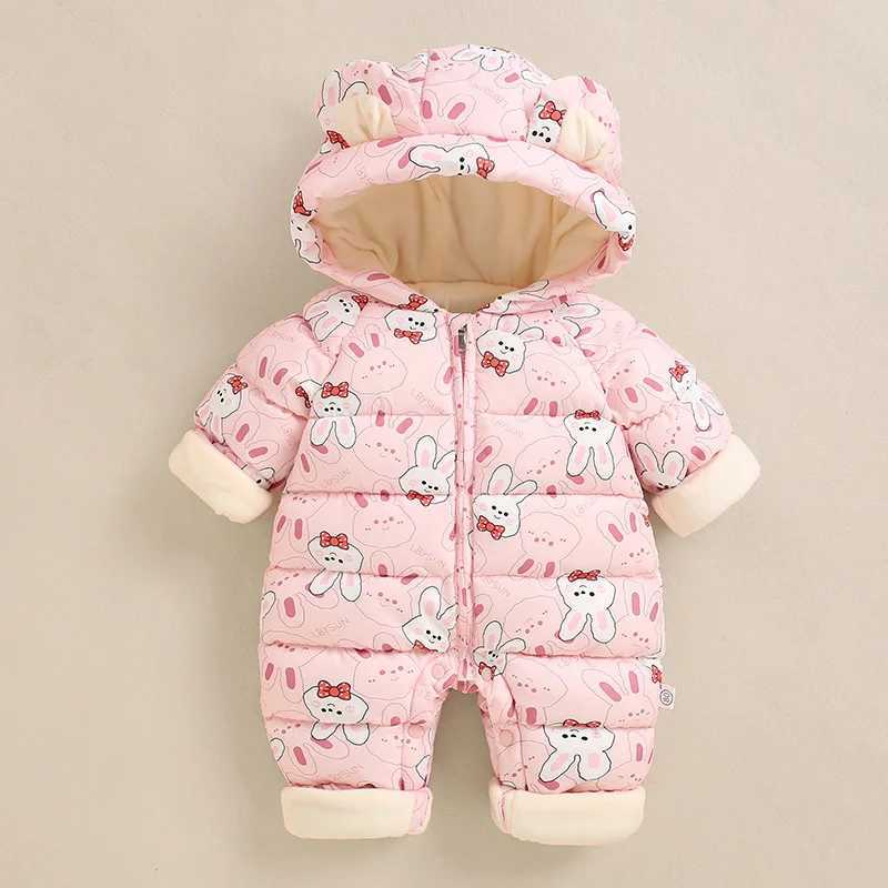 Down Coat New born Baby Girl clothes Winter Plus Velvet Thick Jumpsuit Romper boy Overalls Toddler Outerwear Coat little girls clothing H241010