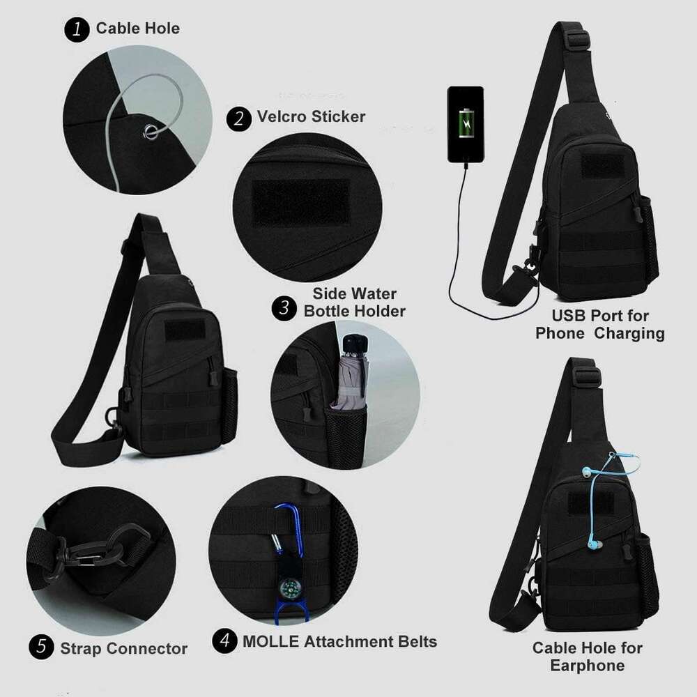 Tactical Sg Crossbody Bag, 800D Military Nylon Oxford Utility EDC Chest Pack Shoulder Daypack Organizer