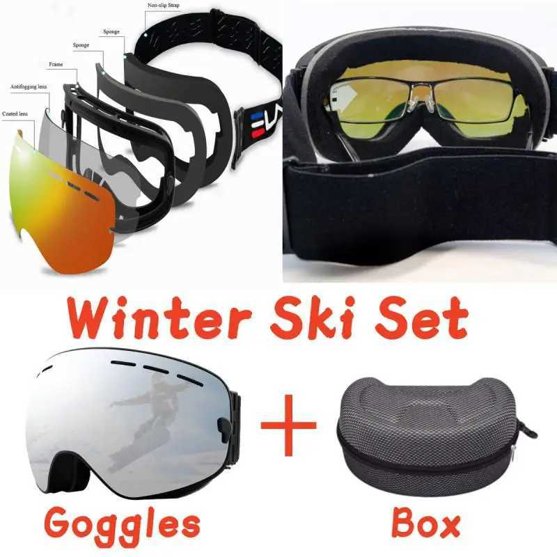 Ski goggles set double-layer anti fog UV400 ski goggles outdoor sports CL241017