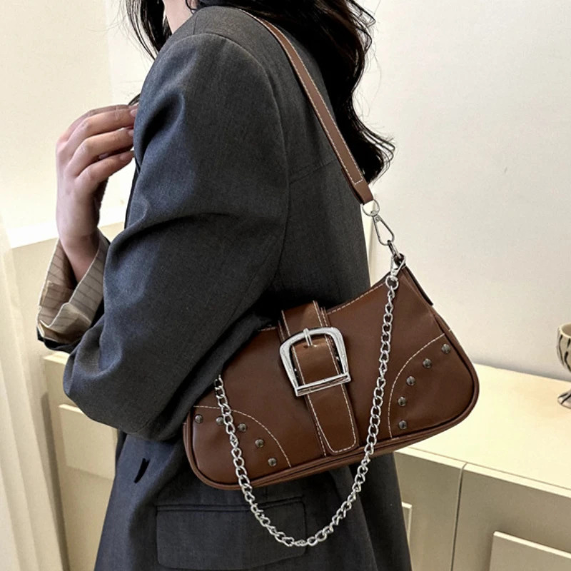 Fashion womens shoulder bag armpit bag armpit bag pleated saddle bag solid color messenger bag wallet homeless handbag Y2K 241008