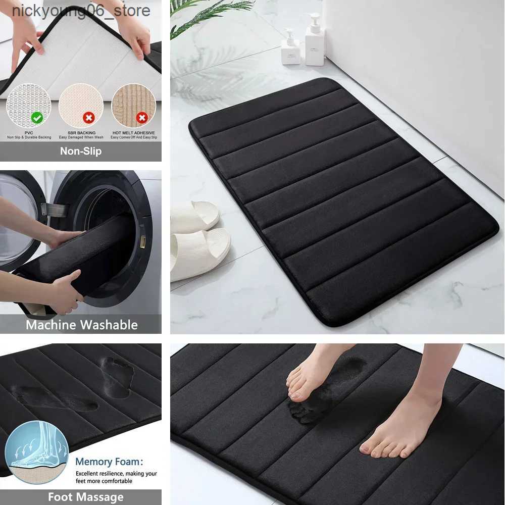 Non-Slip Bath Mats New Super Absorbent Bath Mat Memory Foam Carpet Non-slip Bathroom Rug Bathtub Side Floor Rugs Shower Room Doormat Toilet Footpad L2